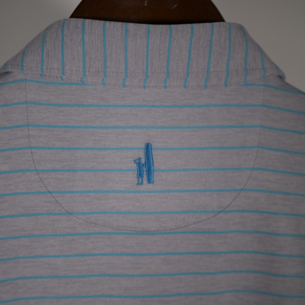 Johnnie-O Mens Striped Performance Polo Shirt Grey Turquoise Size M Golf Casual - Picture 6 of 8
